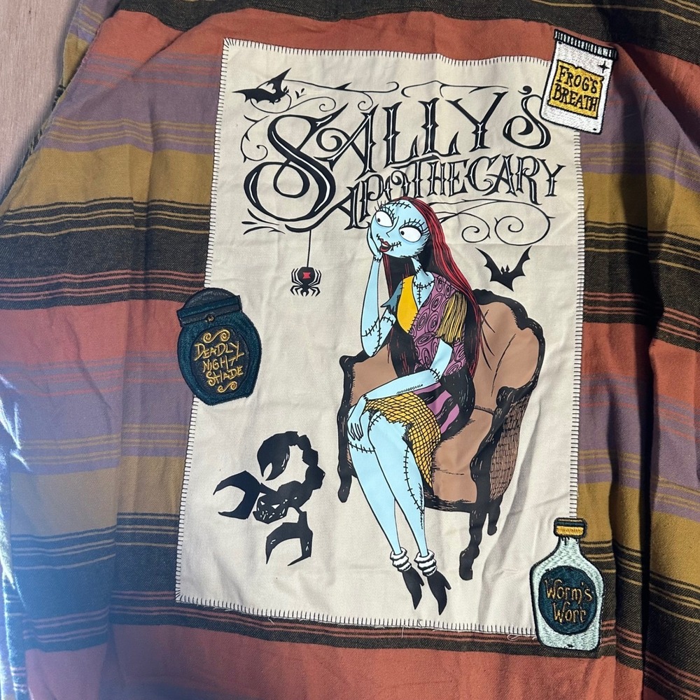 Disney Our Universe Sally Striped Flannel Shirt Nightmare Before Christmas - Picture 11 of 14